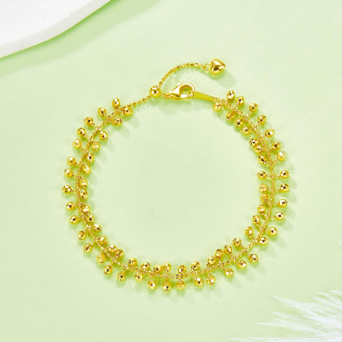 B012款S925银镀18K金意大利蕾丝编织工艺灵动闪珠Bracelet