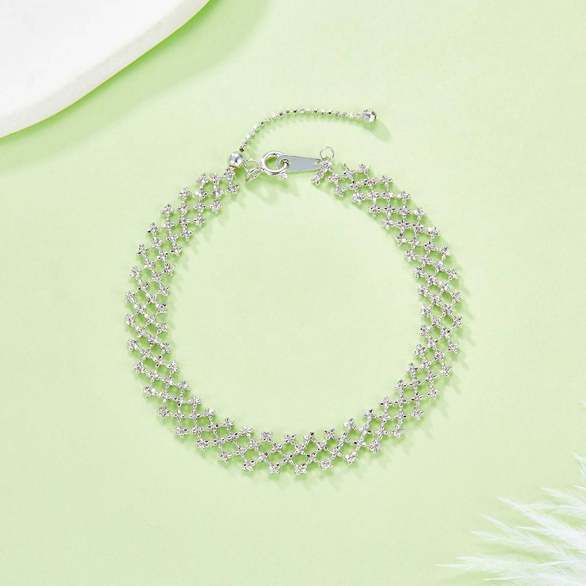 B011款S925银镀18K金意大利蕾丝编织工艺Bracelet