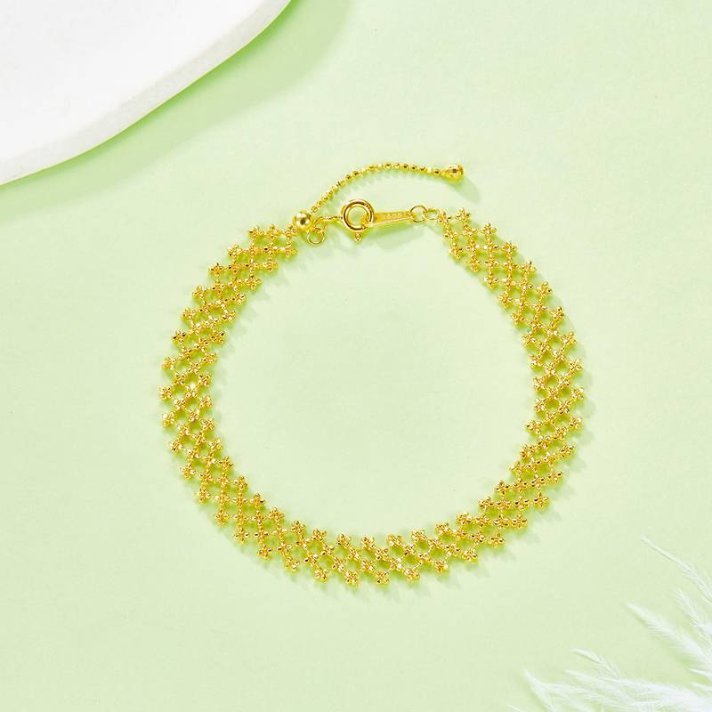 B011款S925银镀18K金意大利蕾丝编织工艺Bracelet