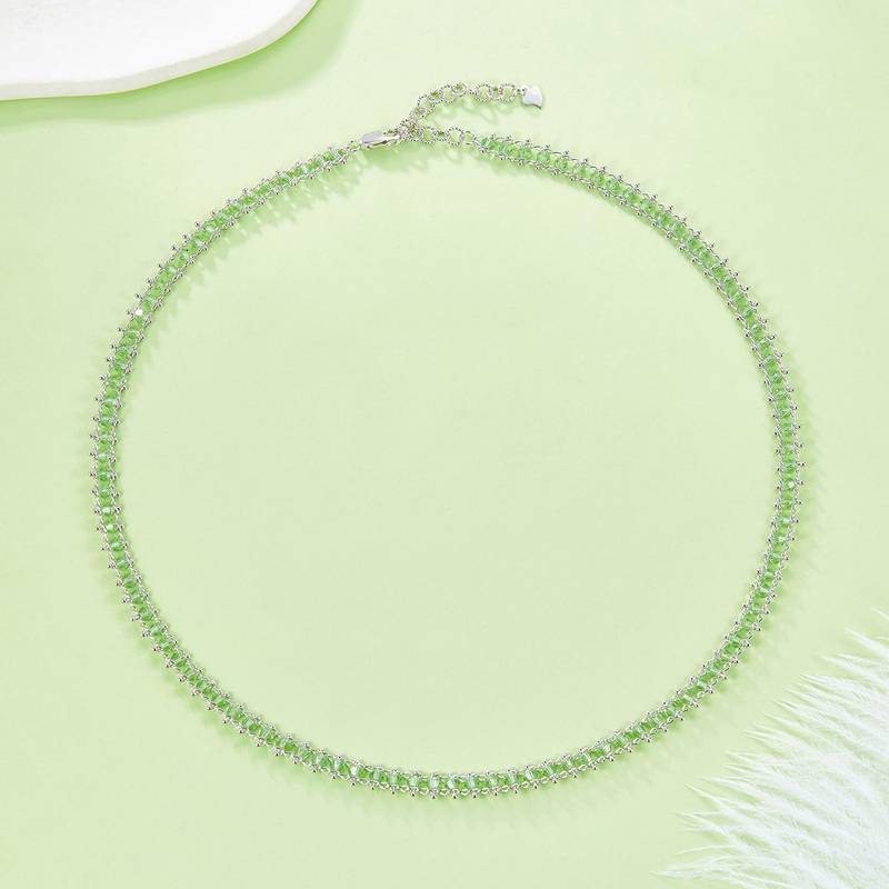K028/29/26款S925银镀18K合成水晶意大利编织Necklace