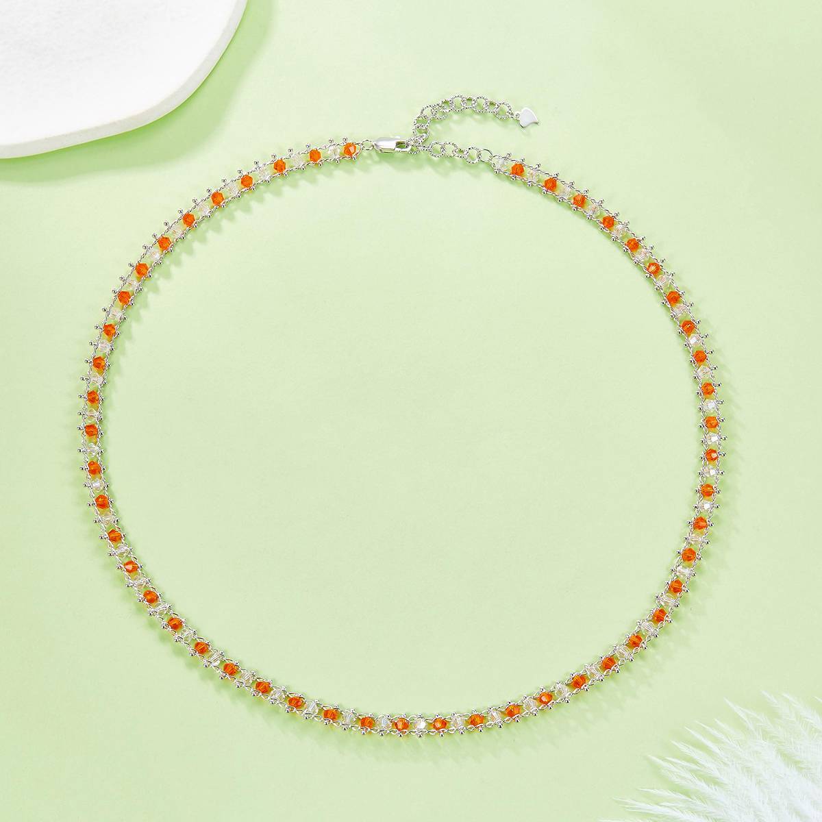 K028/29/26款S925银镀18K合成水晶意大利编织Necklace