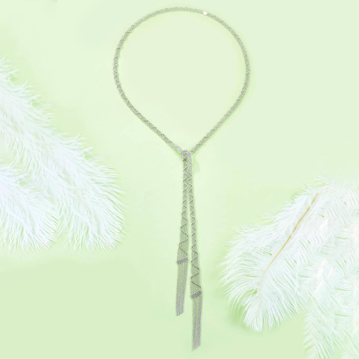 N004款S925银镀18K金意大利蕾丝编制工艺长款Necklace