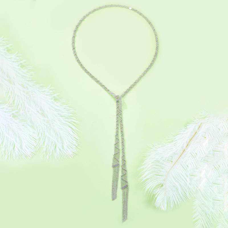 N004款S925银镀18K金意大利蕾丝编制工艺长款Necklace