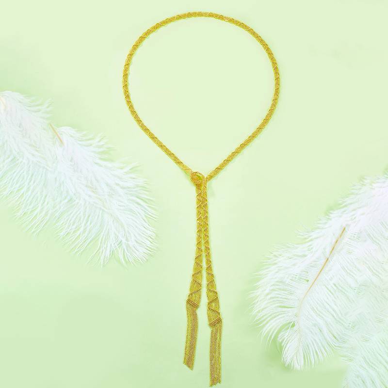 N004款S925银镀18K金意大利蕾丝编制工艺长款Necklace
