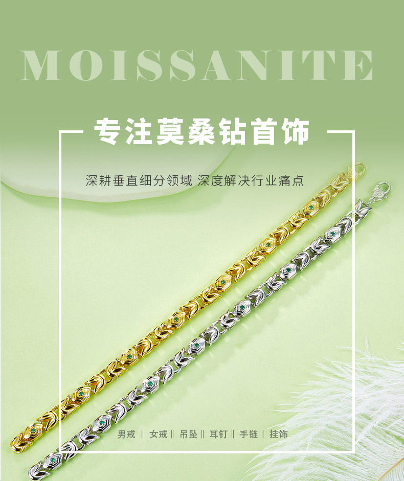 B019款S925银镀18K金培育祖母绿高级轻奢手链 - 1
