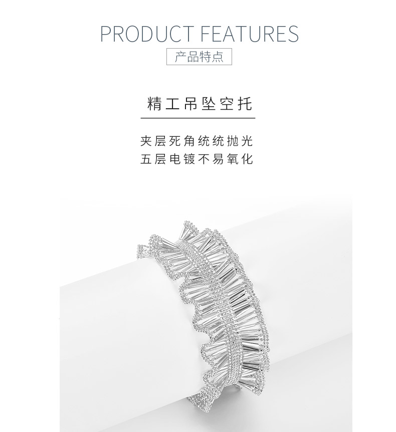 B018款S925银镀18K金意大利蕾丝编织工艺高级轻奢闪亮手链 - 5