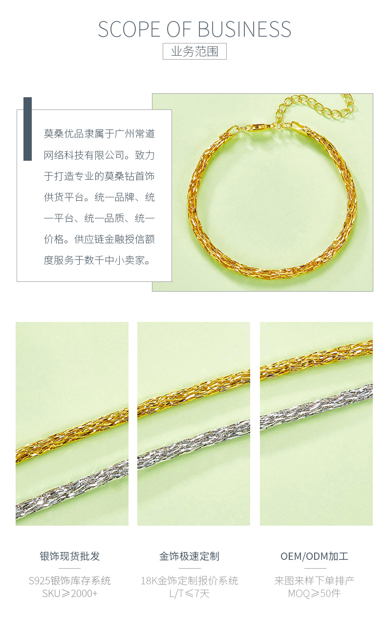 B017款S925银镀18K金意大利蕾丝编织工艺手链 - 3