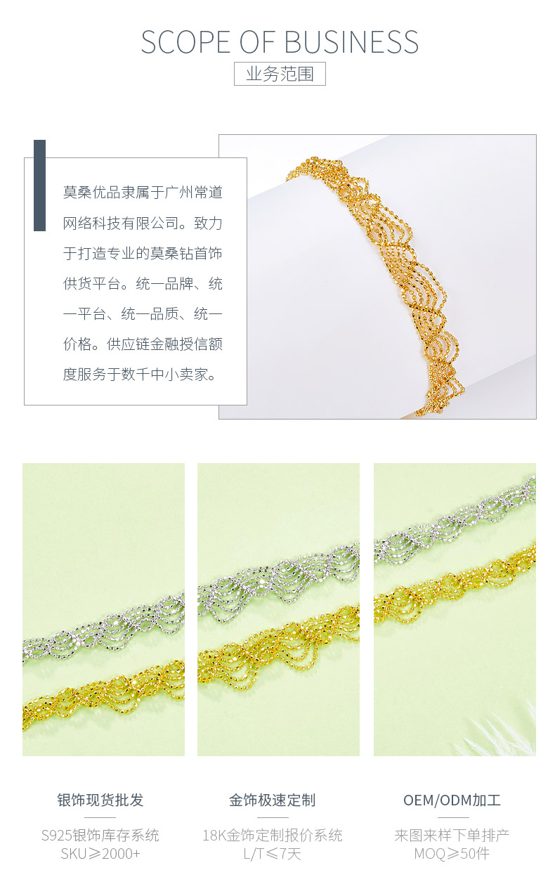 B010款S925银镀18K金意大利蕾丝编织工艺手链 - 3