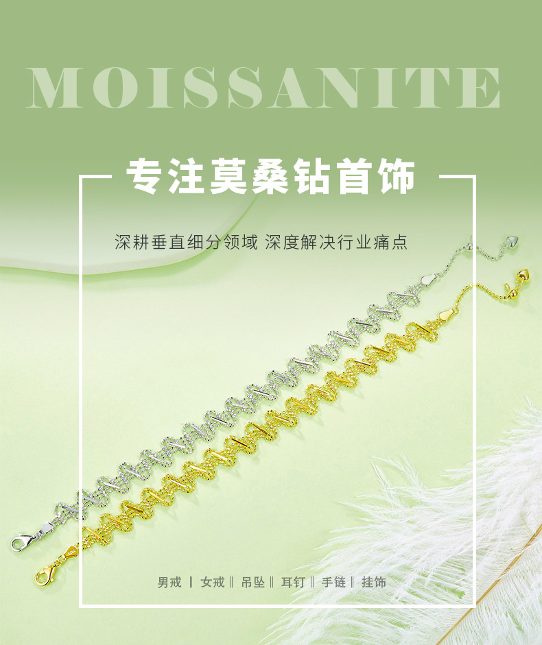 B008款S925银镀18K金意大利蕾丝编织工艺闪亮手链 - 1