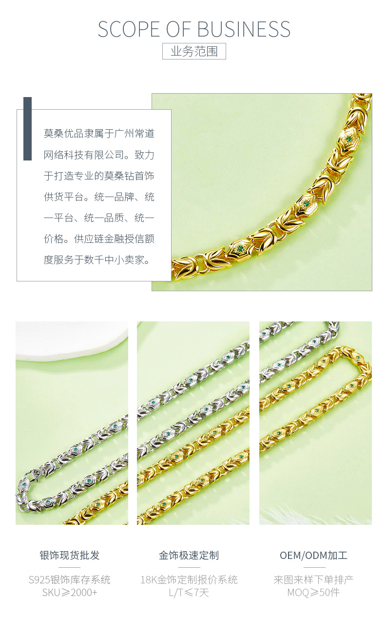 K011款S925银镀18K金培育祖母绿嘻哈风项链 - 3