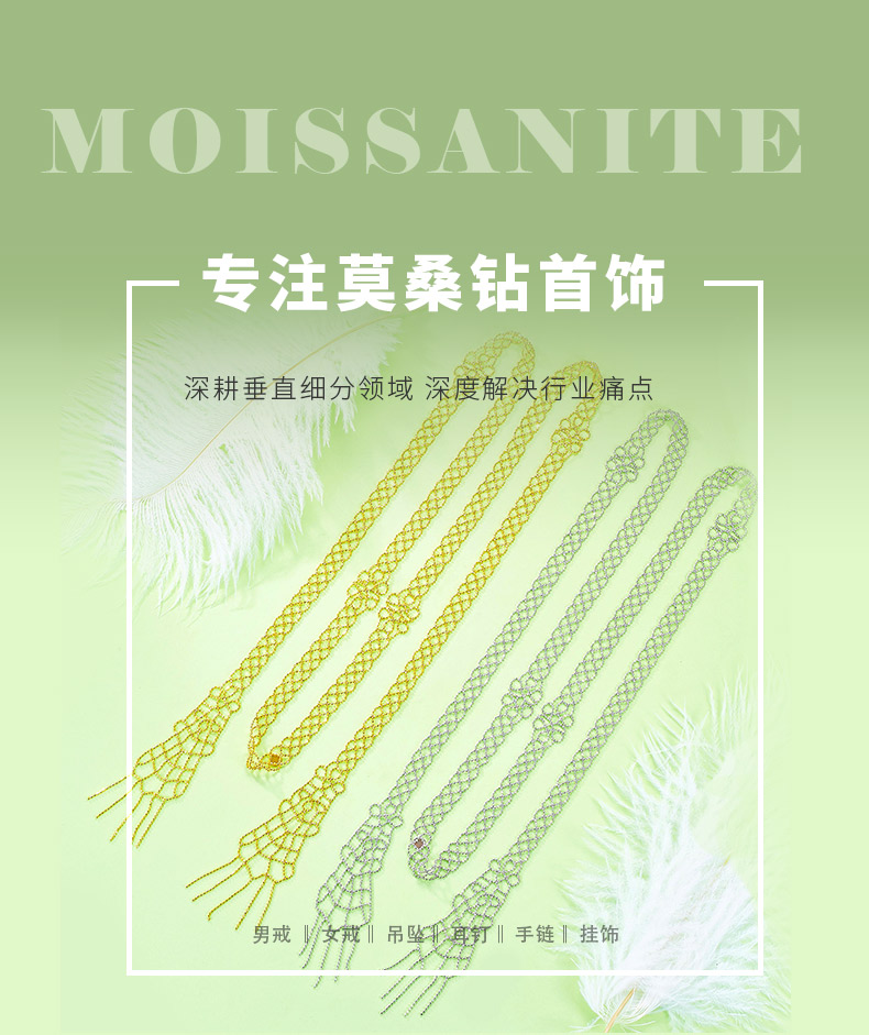 N001款S925银镀18K金意大利蕾丝工艺编制毛衣链 - 1