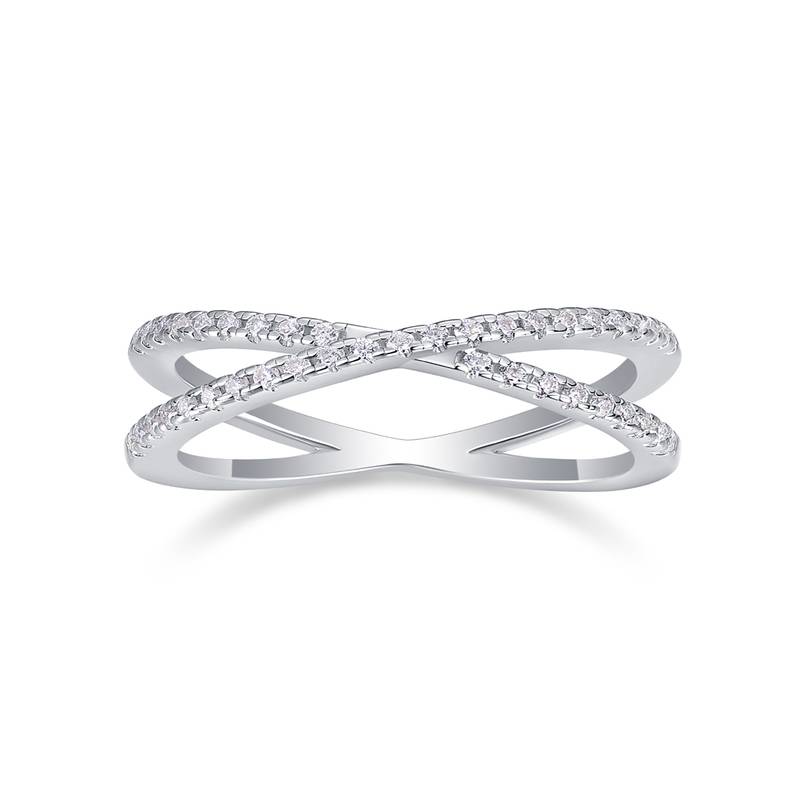 R13178款S925银镀18K白金Women's RingMoissanite厘石0.246ct