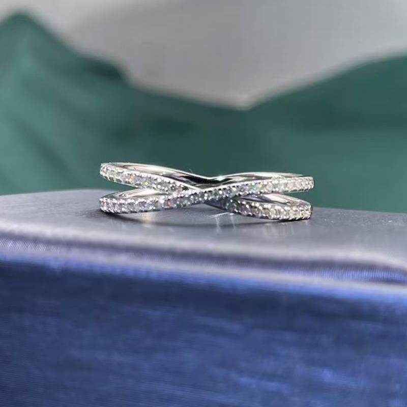 R13178款S925银镀18K白金Women's RingMoissanite厘石0.246ct
