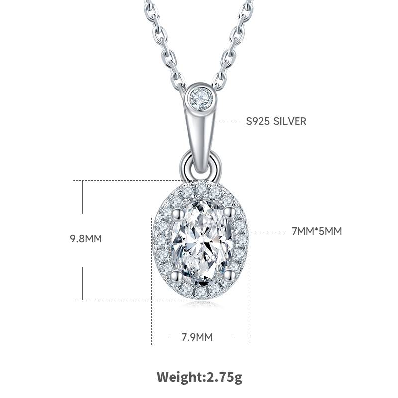 Affordable Luxury蛋形S925银镀白金MoissanitePendantStud Earring套装