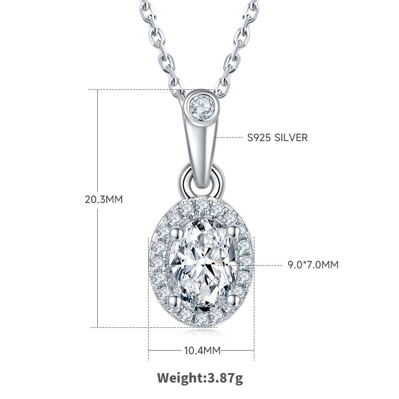 Affordable Luxury蛋形S925银镀白金MoissanitePendantStud Earring套装