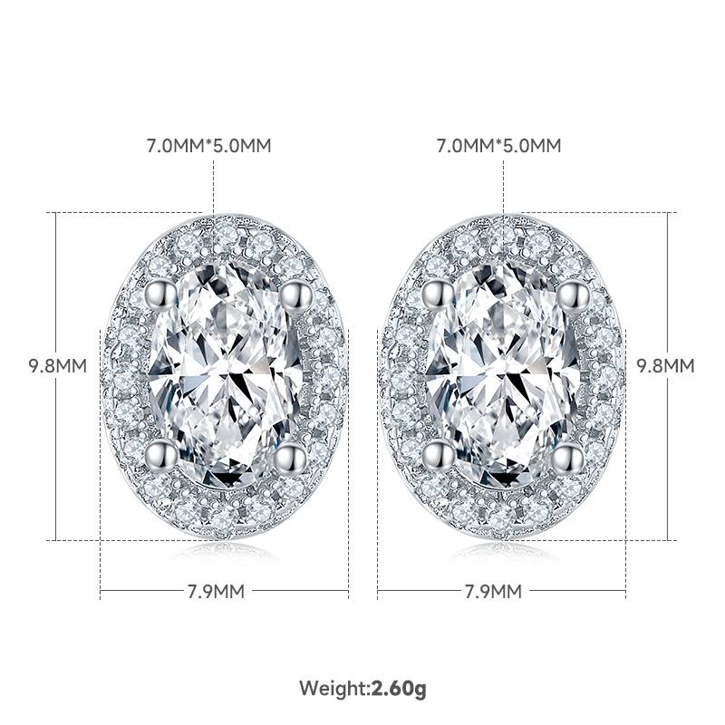 Affordable Luxury蛋形S925银镀白金MoissanitePendantStud Earring套装
