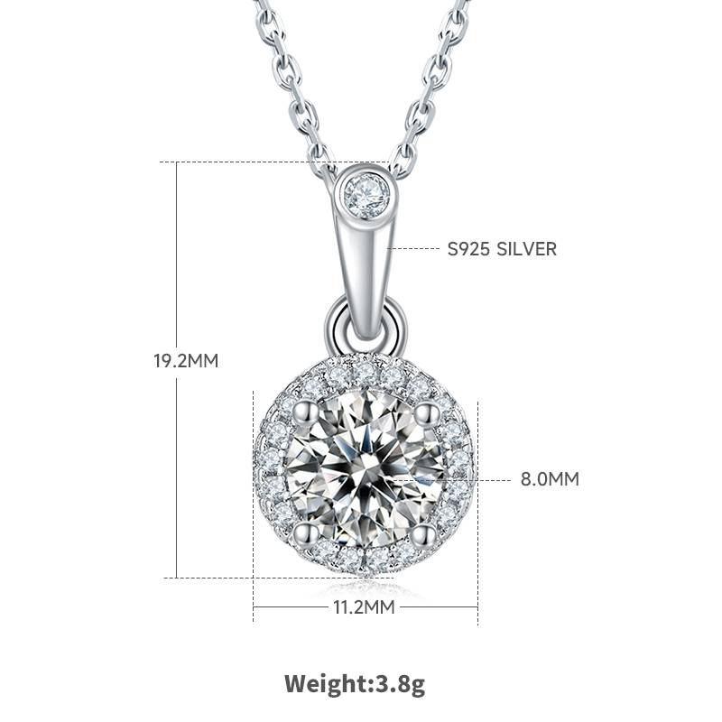 Affordable Luxury圆形S925银镀白金MoissanitePendantStud Earring套装