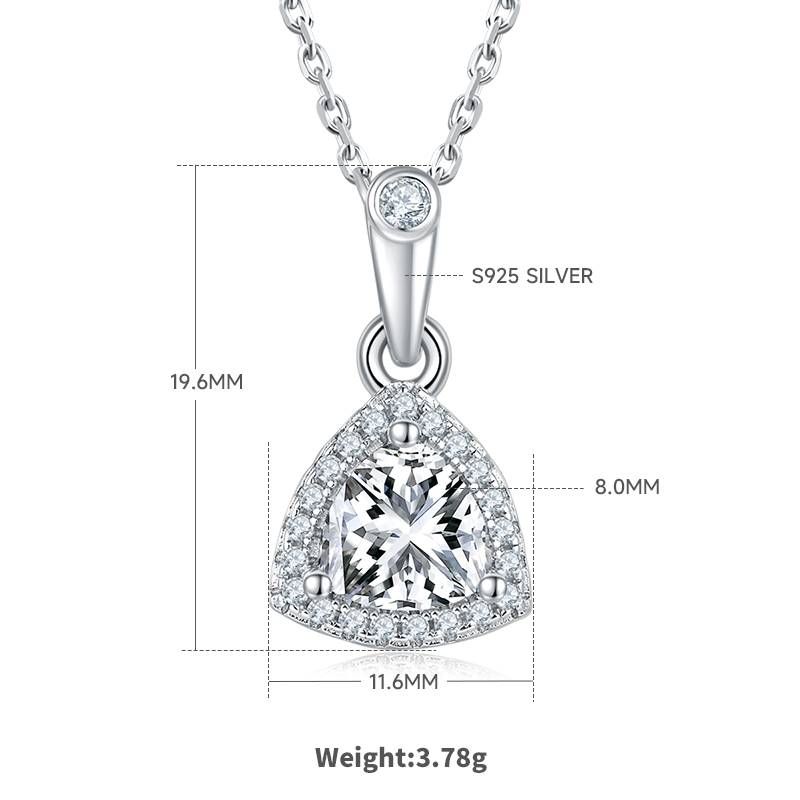 Affordable Luxury三角形S925银镀白金MoissanitePendantStud Earring套装