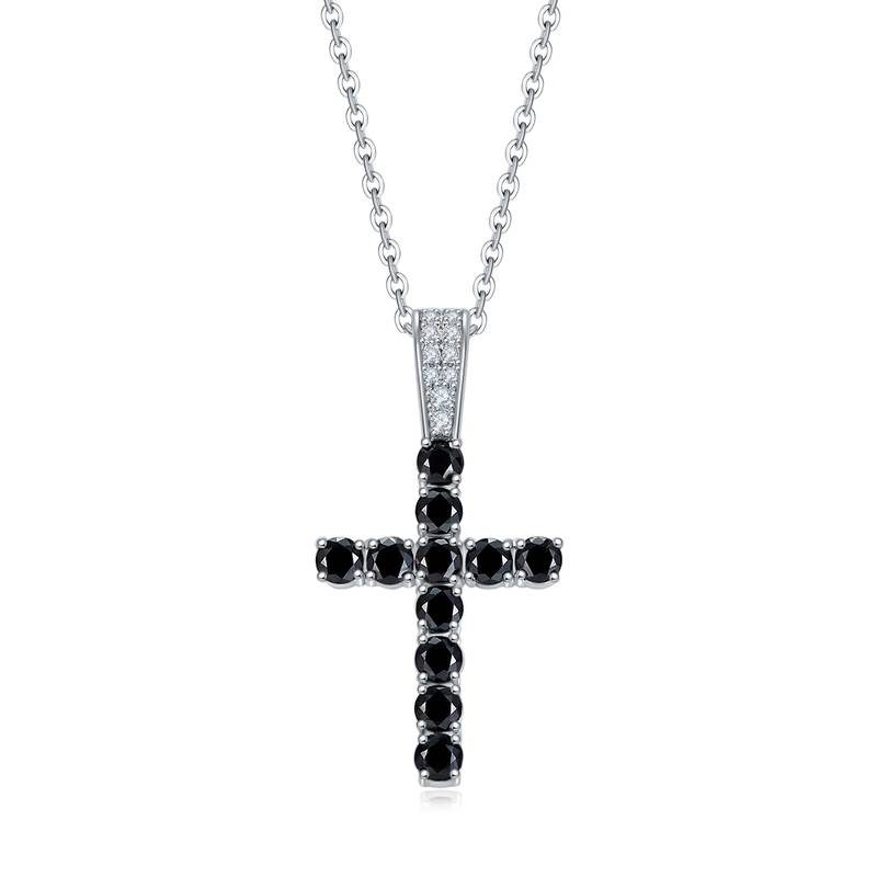 P240509010款S925银镀18K白金培育彩宝十字架Necklace3.0mm/粒