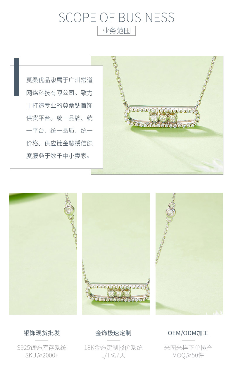 P221225009款S925银镀18K白金灵动莫桑钻项链0.36ct - 3