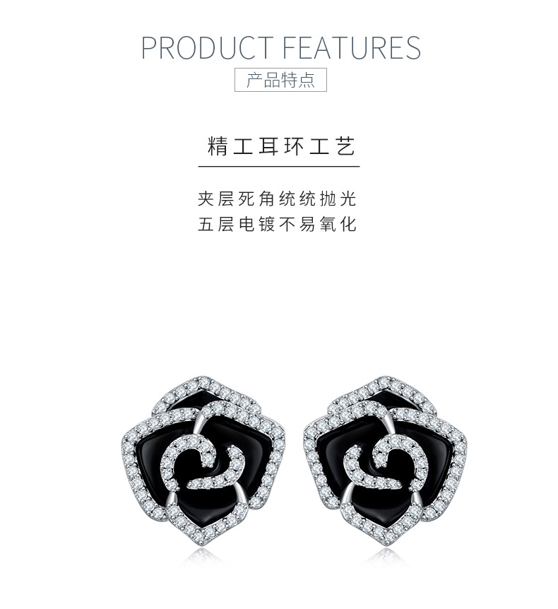 E250428058款S925银镀18K白金莫桑钻珐琅工艺耳环0.45ct - 5