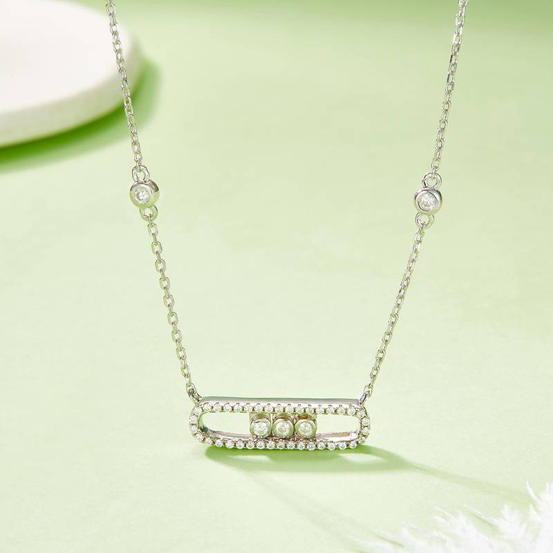 P221225009款S925银镀18K白金灵动MoissaniteNecklace0.36ct