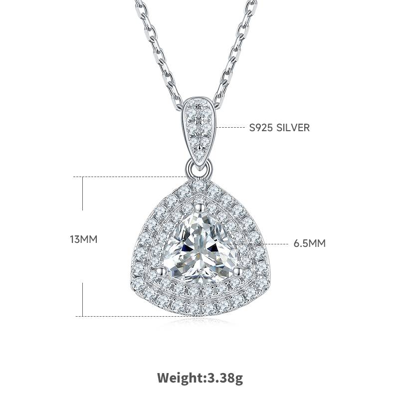 豪镶三角形S925银镀白金MoissanitePendantStud Earring套装