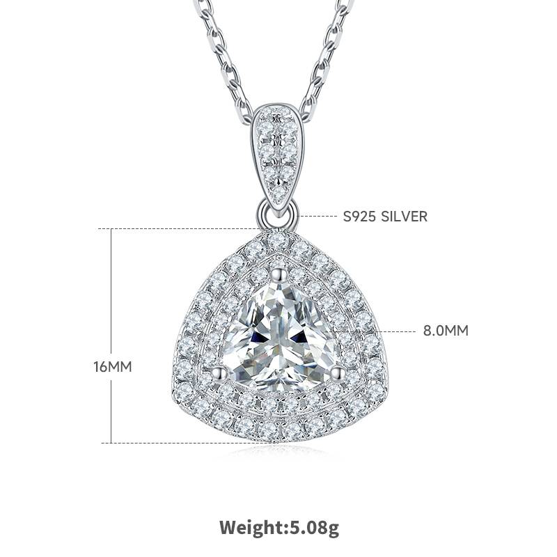 Deluxe triangle S925 silver plated platinum Moissanite diamond pendant earring set