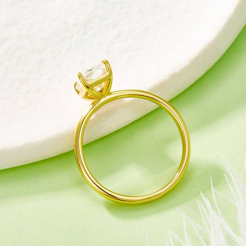 01M款S925银镀18K黄金雷迪恩切割Moissanite高级Women's Ring主石8*6mmmm/2.0ct
