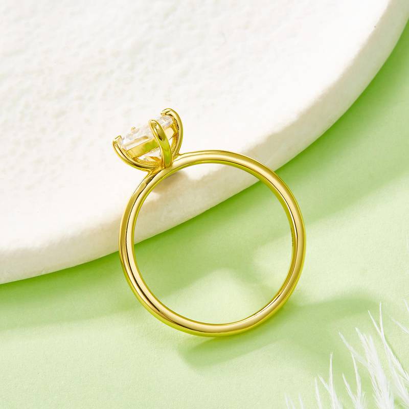 03M款S925银镀18K黄金菱形Moissanite高级Women's Ring主石12*7mmmm/2.0ct