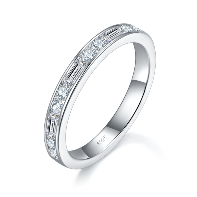 方钻主副套戒S925银镀白金定制选款主石Moissanite0.8ct/副石高碳钻