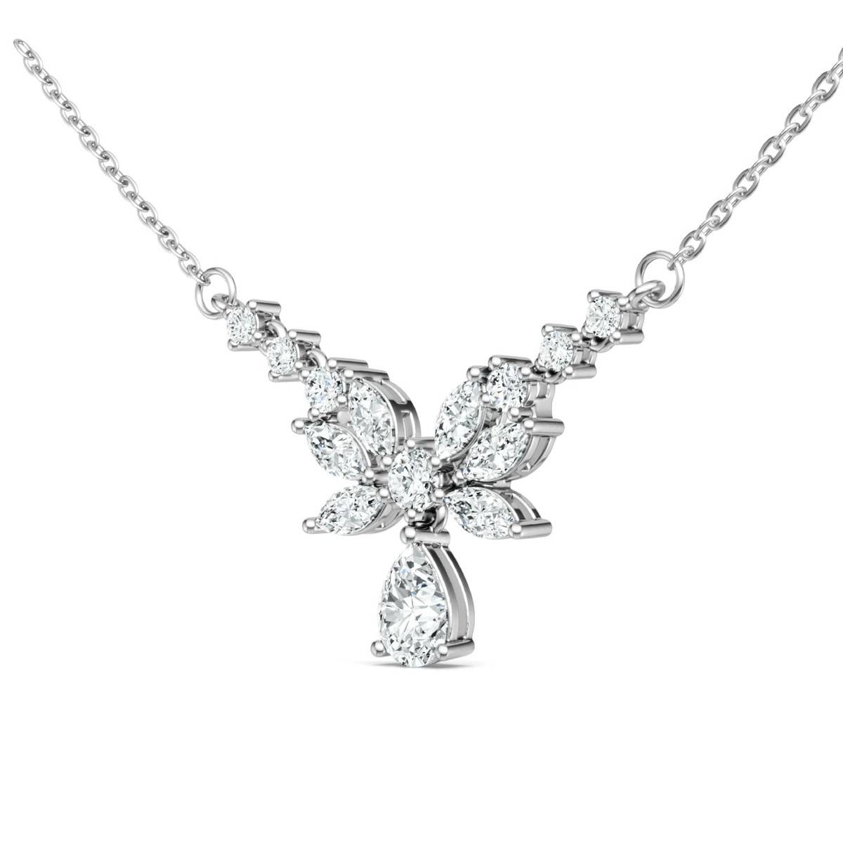 N16328款S925银镀18K白金水滴Moissanite群镶Affordable Luxury锁骨链3.44ct