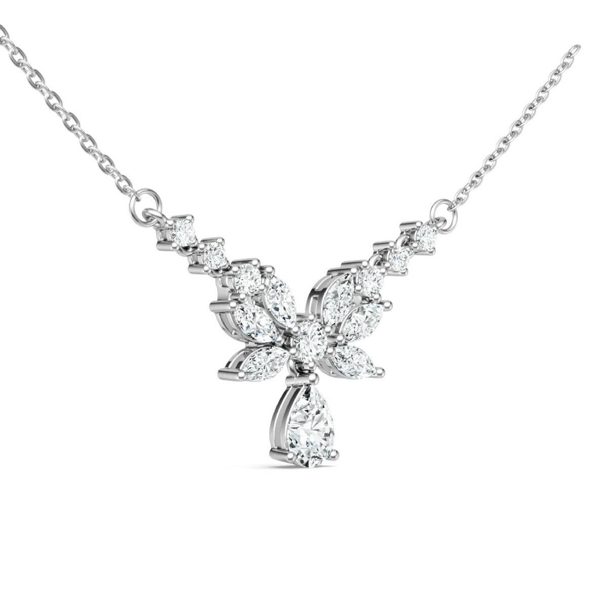 N16328款S925银镀18K白金水滴Moissanite群镶Affordable Luxury锁骨链3.44ct