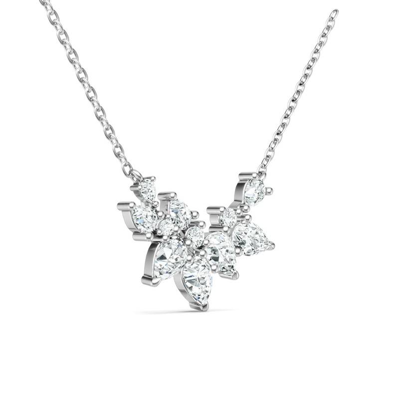 N16350款S925银镀18K白金莫桑钻轻奢项链3.21ct