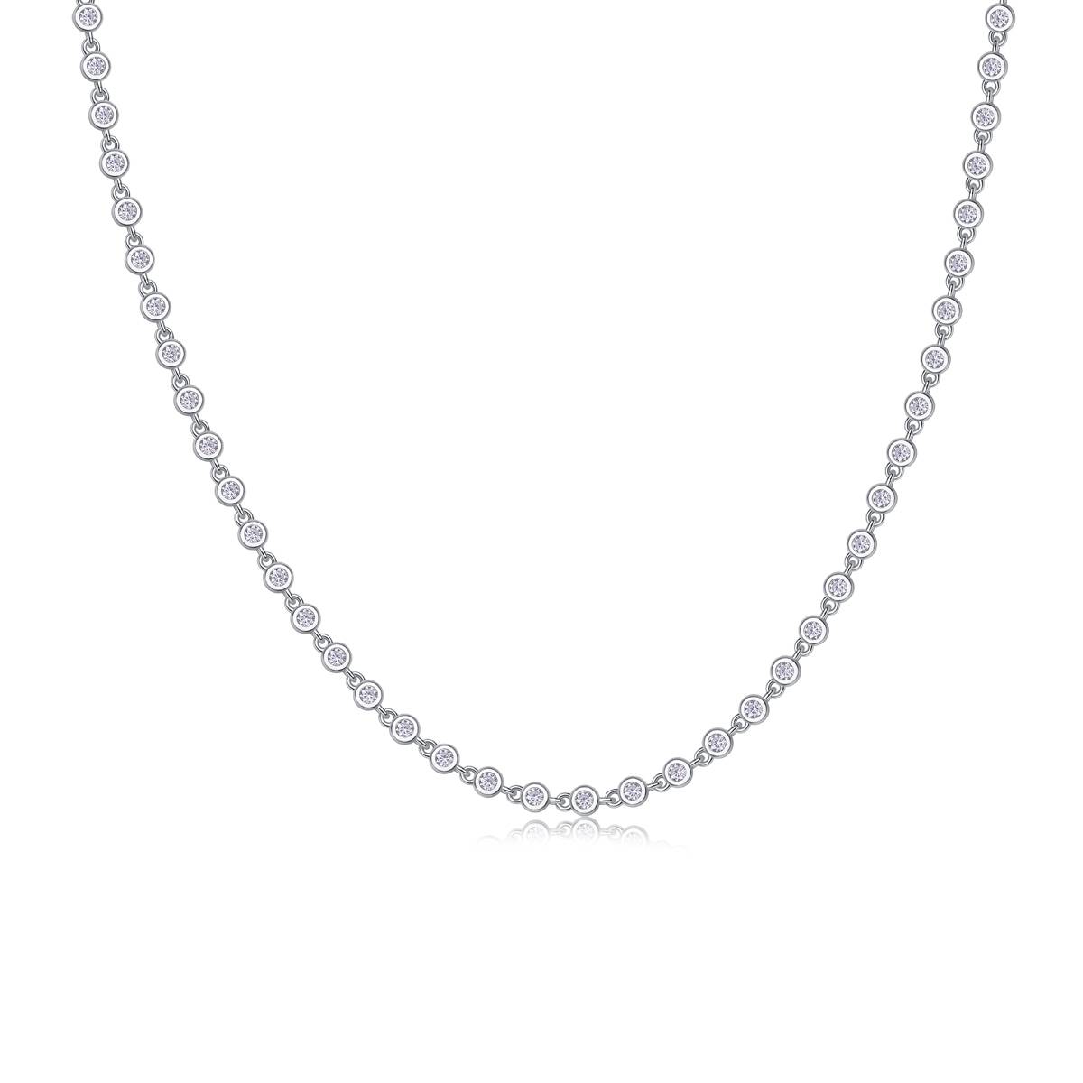 N13451款S925银镀18K白金小水泡Moissanite满钻Necklace2.37ct