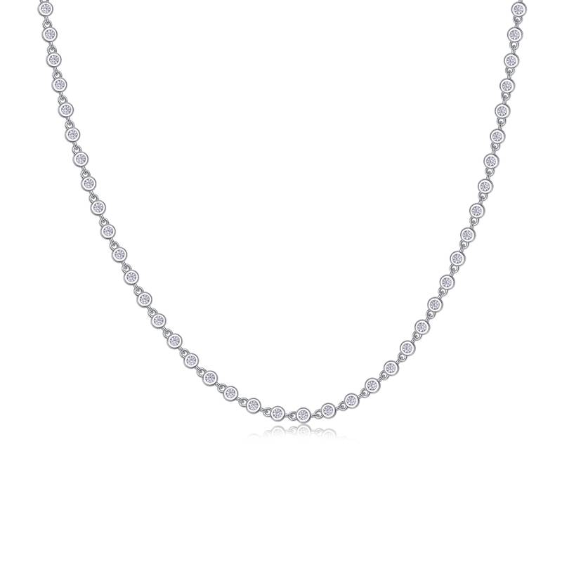 N13451款S925银镀18K白金小水泡莫桑钻满钻项链2.37ct