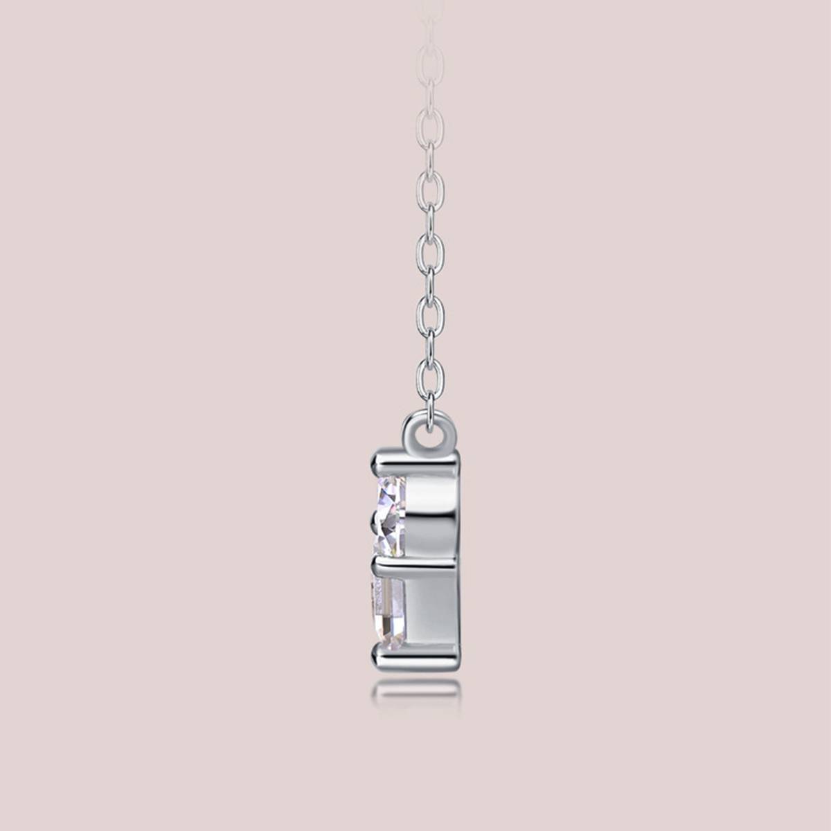 N13103款S925银镀18K白金Moissanite爱心Necklace1.0ct