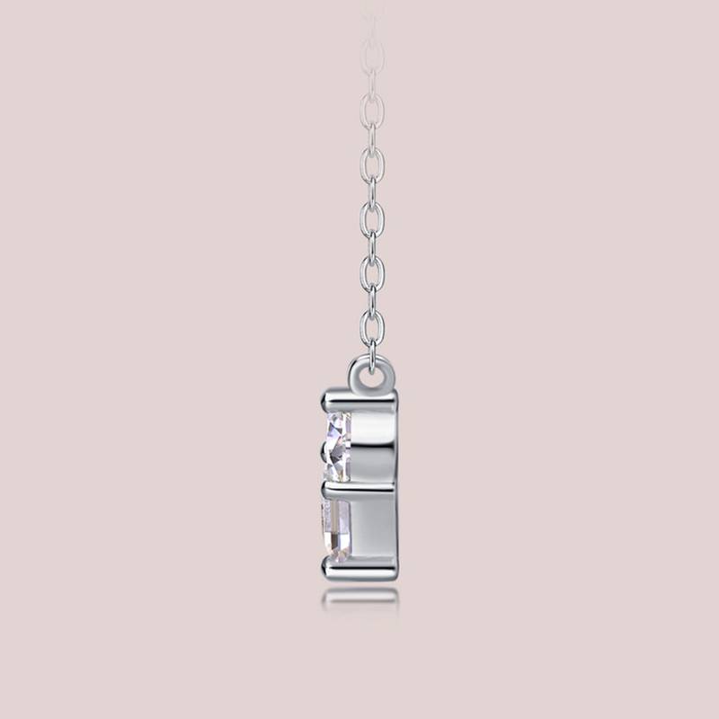 N13103款S925银镀18K白金Moissanite爱心Necklace1.0ct