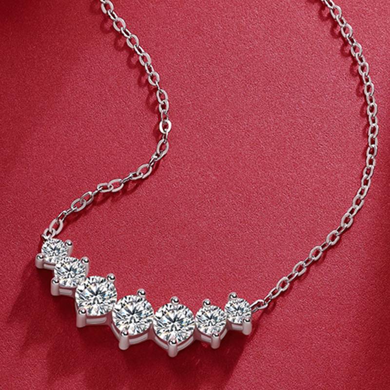 N12933款S925银镀18K白金Moissanite闪耀锁骨链1.23ct