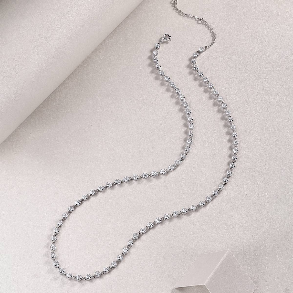 N13451款S925银镀18K白金小水泡Moissanite满钻Necklace2.37ct