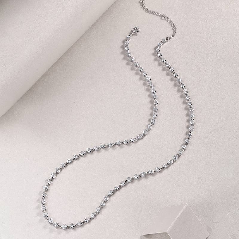 N13451款S925银镀18K白金小水泡莫桑钻满钻项链2.37ct