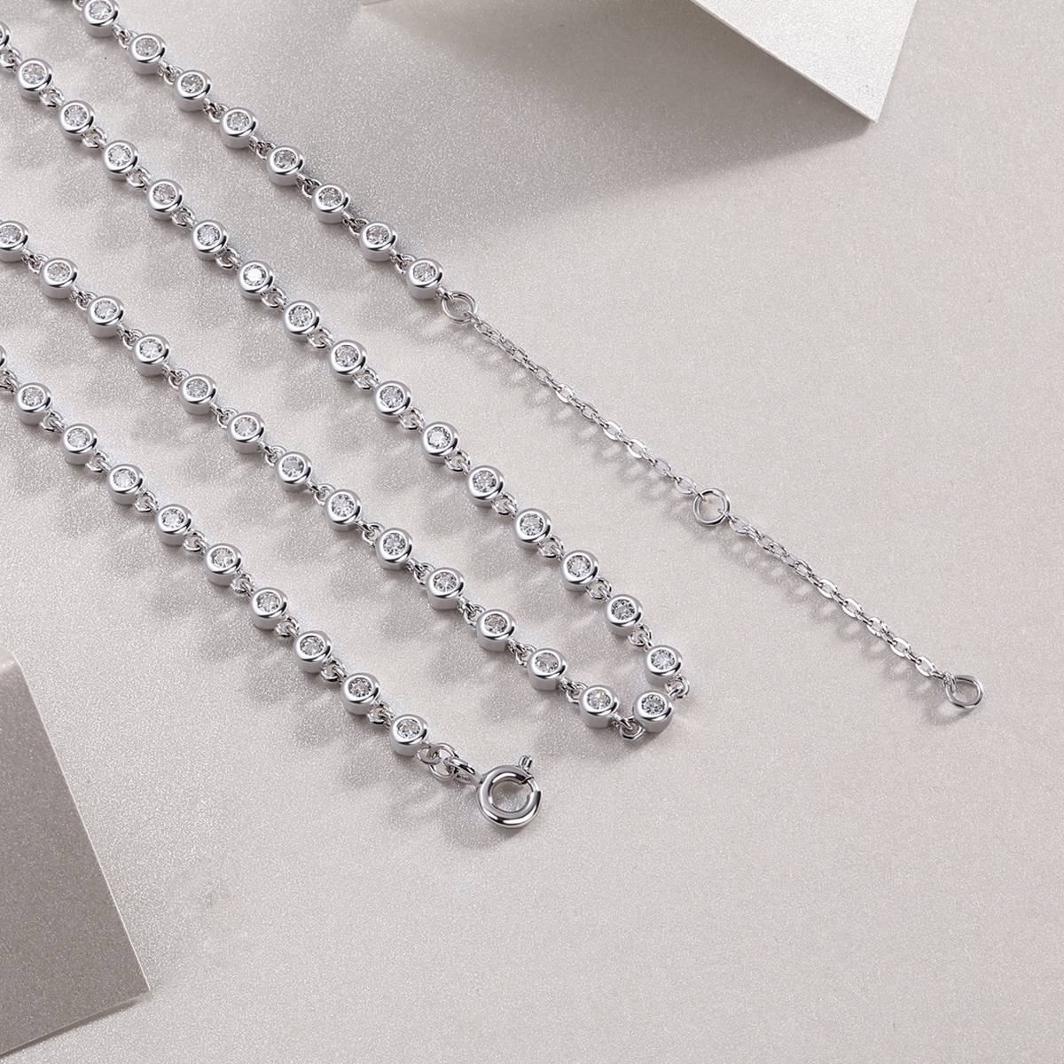 N13451款S925银镀18K白金小水泡Moissanite满钻Necklace2.37ct