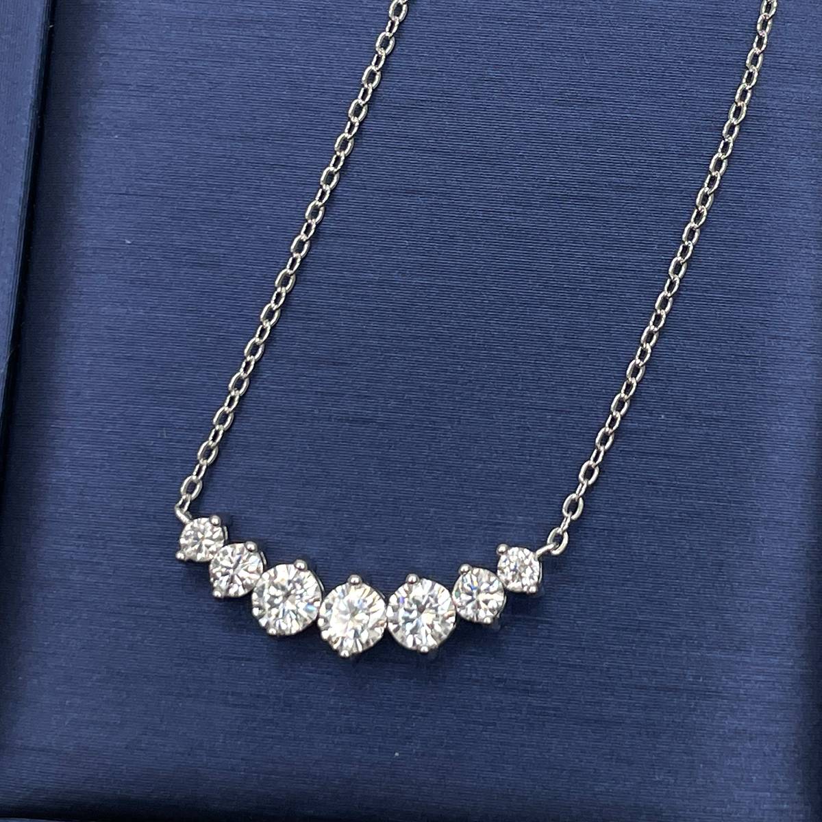 N12933款S925银镀18K白金Moissanite闪耀锁骨链1.23ct