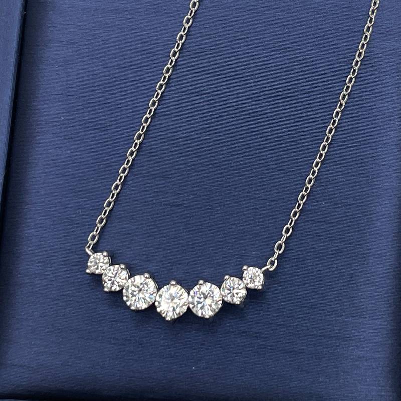 N12933款S925银镀18K白金Moissanite闪耀锁骨链1.23ct