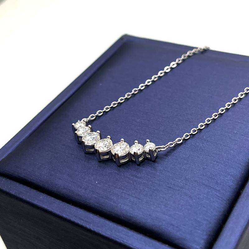 N12933款S925银镀18K白金Moissanite闪耀锁骨链1.23ct