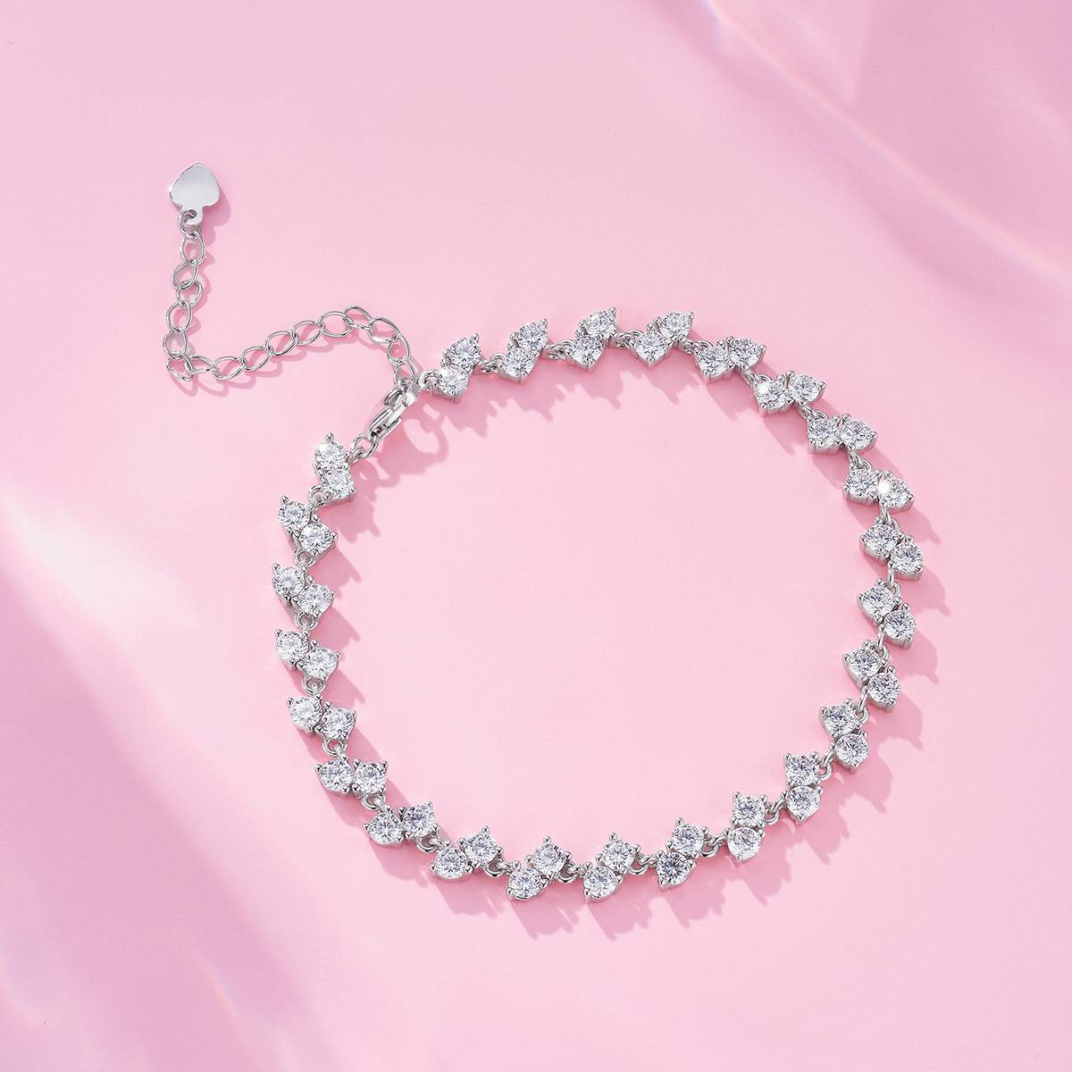 L16345款S925银镀18K白金Moissanite满钻Bracelet5.0ct