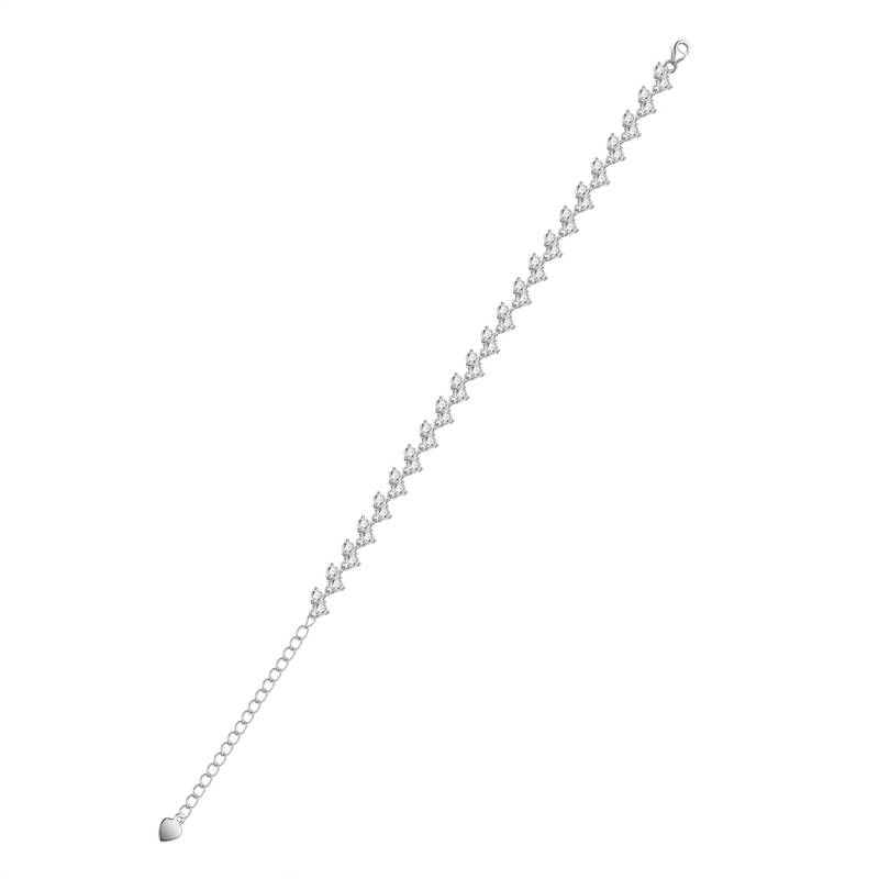 L16345款S925银镀18K白金莫桑钻满钻手链5.0ct