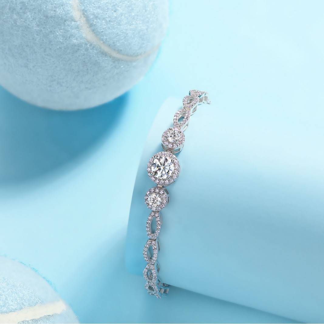 L13879款S925银镀18K白金MoissaniteAffordable Luxury满钻Bracelet3.6ct