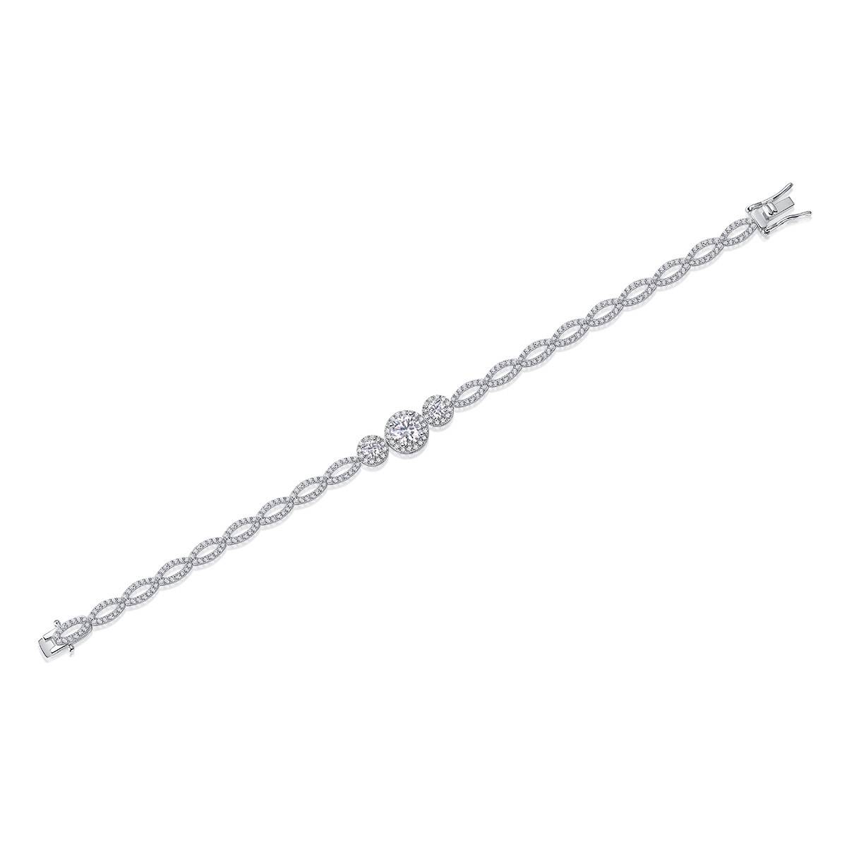 L13879款S925银镀18K白金MoissaniteAffordable Luxury满钻Bracelet3.6ct