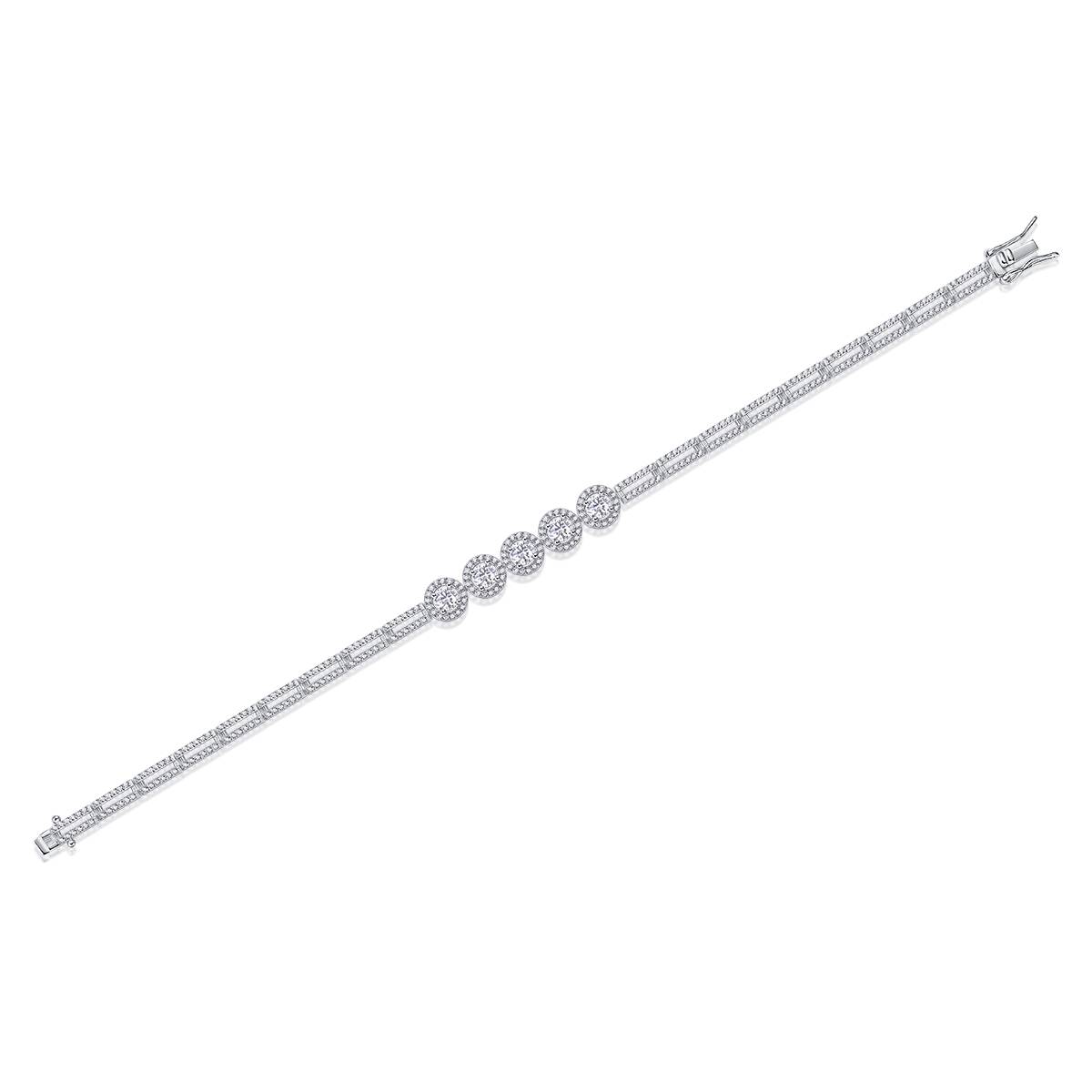 L13878款S925银镀18K白金Moissanite满镶Bracelet2.85ct